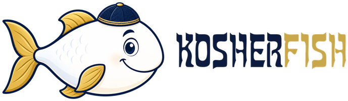 KosherFish — fish mascot with KOSHERFISH wordmark