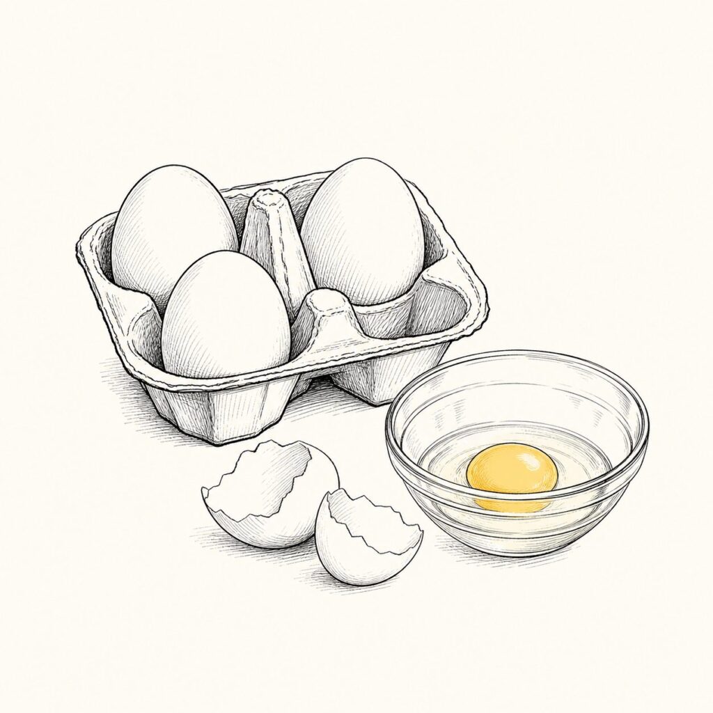 Are eggs kosher? A cracked egg and egg carton illustration for the kosher egg rules guide