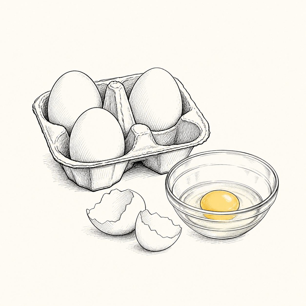 Are eggs kosher? A cracked egg and egg carton illustration for the kosher egg rules guide
