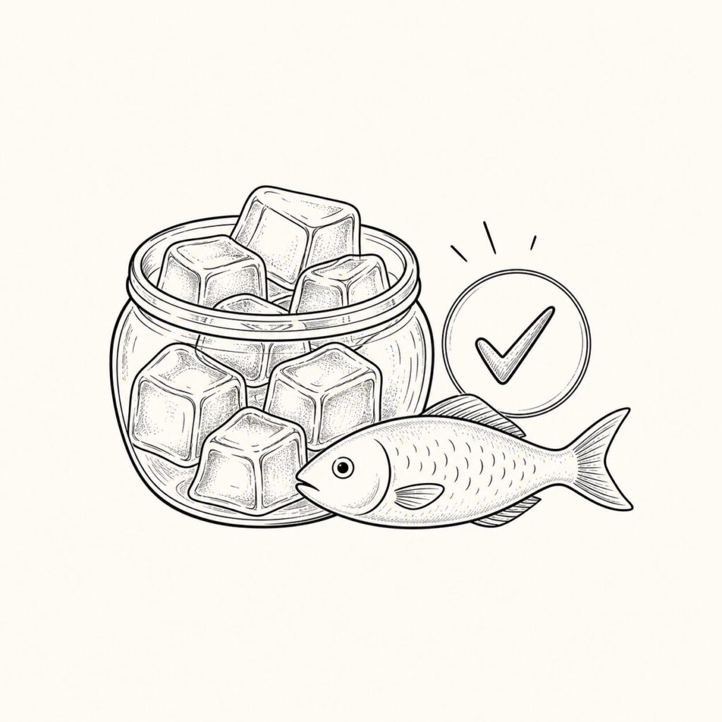 Is gelatin kosher: gummy cubes next to a fish with a kosher checkmark