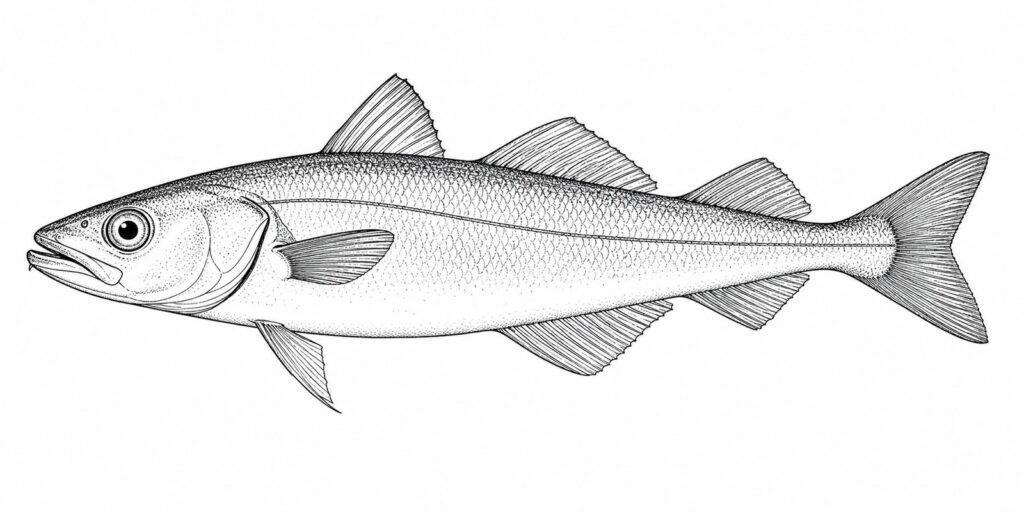 Is pollock kosher illustration showing the fins and scales on an Alaska pollock fish