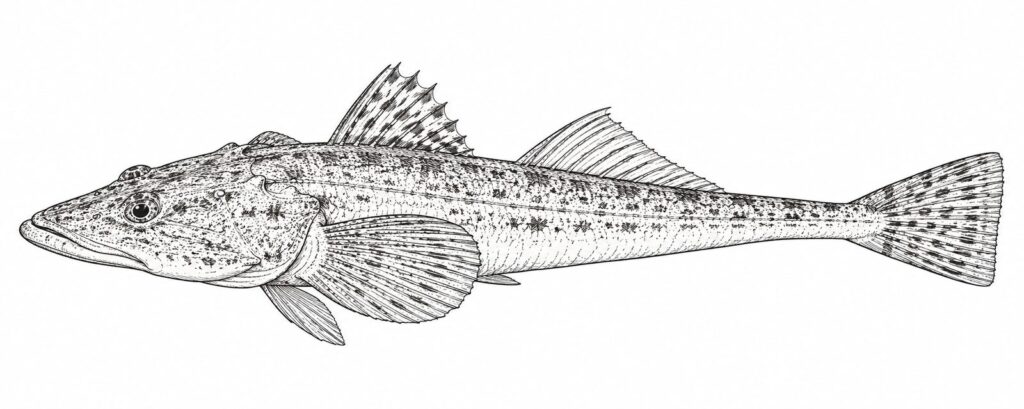 Is flathead kosher? Sketch of a flathead fish showing the fins and scales that make it kosher
